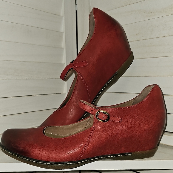 Shoes - Women's Red Mary Jane Wedge Shoes